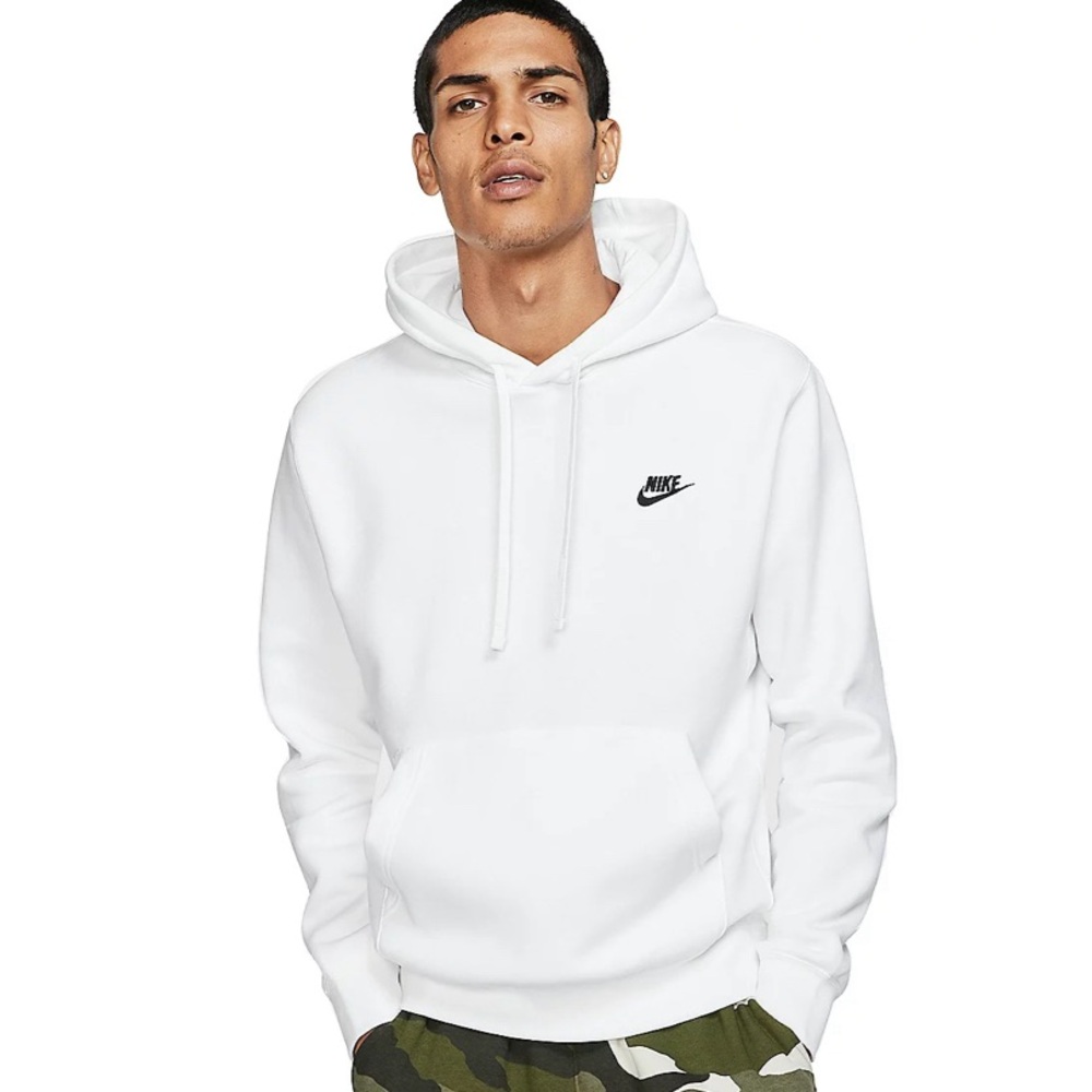 Nike Men's Sportswear Club Fleece Pullover Hoodie- White
